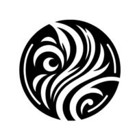 Abstract Black and White Circular Design Intricate FloralInspired Pattern within a Monochrome Symbolic Frame. vector