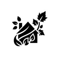 Minimalist Black and White Illustration of a House Integrated with Leafy Elements, Symbolizing EcoFriendly Living. vector