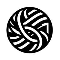 Bold Circular Black and White Geometric Featuring Interwoven Lines and Shapes Creating a Striking, Modern Aesthetic. vector