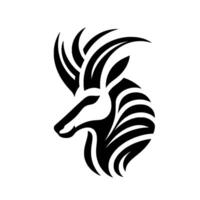 Stylized Zebra Head Silhouette A monochromatic, featuring a zebras head with bold black stripes and flowing mane against a stark white background. vector
