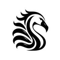 A stylized black and white swan , featuring intricate curved lines creating a modern, elegant , perfect for branding. vector
