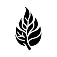Bold Black and White Silhouetted Leaf A stylized botanical illustration with intricate veins, standing out against a pure white background, evoking natures elegance. vector