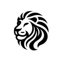 A minimalist, stylized black and white lions head featuring smooth, curved lines and a regal profile against a plain white background, conveying strength. vector