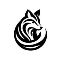 Abstract Black and White Fox Curvilinear with a Minimalist and Modern Aesthetic Depicting Elegance and Grace vector