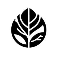 Bold Black and White Minimalist Leaf with Branch Veins, Set Against a Clean White Background, Evoking Nature and Simplicity. vector