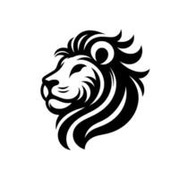 Majestic monochrome lion profile illustration, stylized with bold, curved lines emphasizing mane and features, set against a clean white backdrop. vector