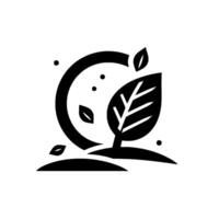 Minimalist Black and White of a Growing Plant within a Circular EcoFriendly Concept. vector