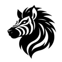 Stylized Black and White Zebra Head Profile with Striking Bold Stripes on a Plain White Background, Mascot . vector