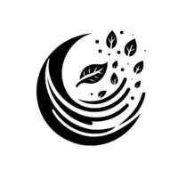 Abstract black and white of leaves and arcs, a modern representing natures elements. vector
