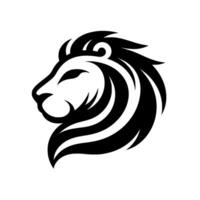 Sleek Black and White Lion Head , Showcasing Power, Majesty, and Strength in a Simple, Minimalist Style. vector