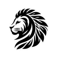 Bold, minimalist black and white lion silhouette, portraying strength and regality on a clean, white background, ideal for branding. vector