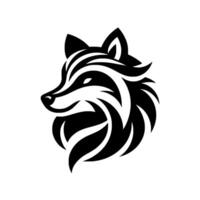 Sleek Black and White Wolf Head in Minimalist, Geometric Style with Flowing Lines, Isolated on White. vector