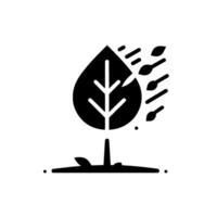 Stylized Black and White of a Leaf with Leaves Falling Away, Representing Nature, Growth, and the Environment, Set Against a White Background. vector