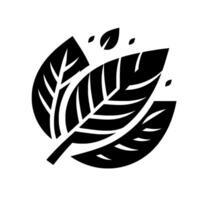 A minimalist showcasing stylized leaves in dynamic composition, a modern monochromatic depiction suitable for logos and branding. vector