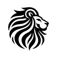 Monochromatic Illustration of a Majestic Lions Head, Featuring Bold, Striated Mane, Profile View on a Clean White Background. vector
