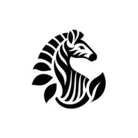 Elegant Black and White Silhouette of a Zebra with a Modern, Geometric Aesthetic, Set Against a Clean White Background vector