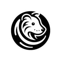 Bold Minimalist Illustration of a Bears Head Inside a Black Circle, featuring a Clean, Modern, and Emblematic . vector