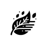 Minimalist Black and White Illustration of a Leaf and Falling Elements, Representing Growth and Natures Essence. vector