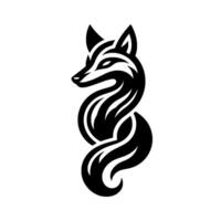 Elegant Black and White Fox A stylized featuring flowing, intertwined lines creating a captivating, minimalist animal illustration. vector