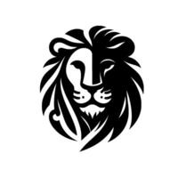 Bold Black and White Lion Head A symmetrical showcasing a majestic lion, split between light and shadow with stylized mane. vector