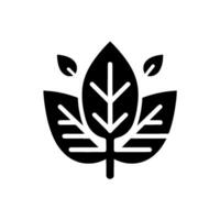 illustration of a stylized black leaf emblem, arranged centrally with smaller accent leaves, on a white background, minimal . vector