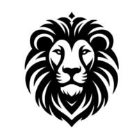 Powerful Black and White Lion Head , Featuring Striking Details, Mane Flow, and Regal Posture, Ideal for Branding and Symbolism. vector