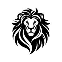 Bold Black and White Lions Head Crest with Flowing Mane, Symbolizing Strength and Royalty Against a Plain White Background vector