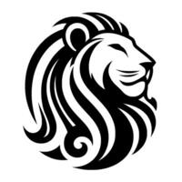 Bold Black and White Lion Head A Majestic Profile Depicting Strength and Power, Composed of Striking Lines. vector