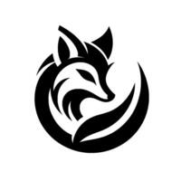A stylized monochrome of a fox, curled into a circular embrace, emphasizing clean lines and minimalist aesthetics. vector