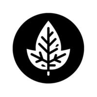 Minimalist Black and White Featuring a Stylized Leaf Within a Circular Frame, Evoking Natures Essence vector