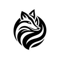 Stylized Monochrome Fox , a Symmetrical with a Circular Shape, Showcasing a Modern and Geometric Aesthetic. vector