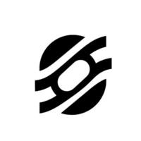 Abstract Black and White Composition Featuring a Circular Form Intersected by Curved Lines, Emphasizing Negative Space and Geometric Harmony. vector