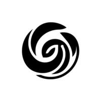 Abstract Black and White Circular Swirl with Organic Shapes and Elements, Centered on a White Background. vector
