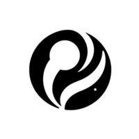 Abstract Black and White Circular Depicting Flowing Forms and Rounded Shapes Within a White Background, Creating a Minimalist . vector