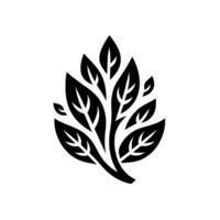Minimalist Black and White Leafy Sprig Illustration on a Solid White Background, Emphasizing Natures Simplicity and Elegance. vector