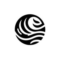 Abstract Black and White Featuring Swirling, WaveLike Lines Contained Within a Circular Shape, Evoking Movement. vector