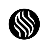 A minimalist black and white emblem featuring a circle enclosing a stylized wavelike form, set against a stark white backdrop, creating a sense of calm and balance. vector