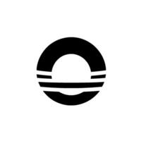 Symbolic black and white geometric depicting a stylized celestial or planetary object, circular with horizontal lines. vector