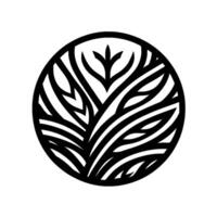 Monochromatic Geometric A stylized black and white plant within a circular frame, minimalist and elegant. vector
