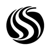 Dynamic Black and White Spherical Featuring Curving Striped Forms with Contrasting Light and Shadow. vector