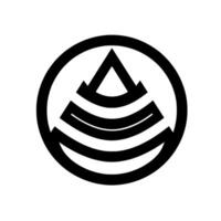 A minimalist, featuring a mountainlike structure within a circular frame, executed in bold black against a stark white background, emphasizing simplicity and balance. vector