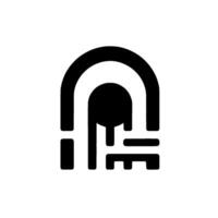 Abstract minimalist monochrome artwork featuring a nested arch, resembling a keyhole or portal, with a clean, geometric composition against a white background. vector