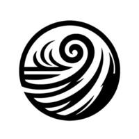 Abstract Black and White Circular Featuring Spiraling Wavelike Forms and Symmetrical Balance, Evoking Movement and Energy. vector