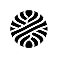 Abstract black and white circular featuring interwoven ribbonlike elements, creating a visually dynamic and balanced composition on a white background. vector