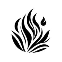 Abstract Monochrome Illustration Organic, stylized flame or flora shape with flowing, curved lines and a minimalist aesthetic, on a white background. vector