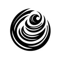 Artistic Black Swirl in a Circle A minimalist featuring a fluid, spiral pattern against a white background, evoking movement and a sense of depth. vector
