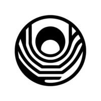 Intricate geometric black and white composed of circles and linear elements, featuring a central eyelike evoking a sense of depth and abstract mystery. vector