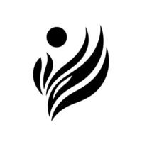 Abstract monochrome , featuring flowing lines and a central sphere, evoking movement and growth on white. vector