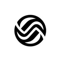 Bold Abstract A Circular Black and White Featuring Interlocking Curved and Straight Lines Resembling an S Shape. vector