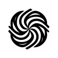 A symmetrical, , swirling pattern composed of bold black and white curved lines, resembling a hypnotic vortex or an abstract floral . vector